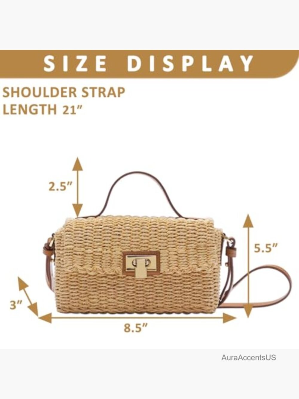 Square Straw Hand-Woven Crossbody Tote for Women Vacation - Picture 4 of 7